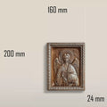 Carved wood icon of the Archangel Michael, small size, 200 by 160 mm