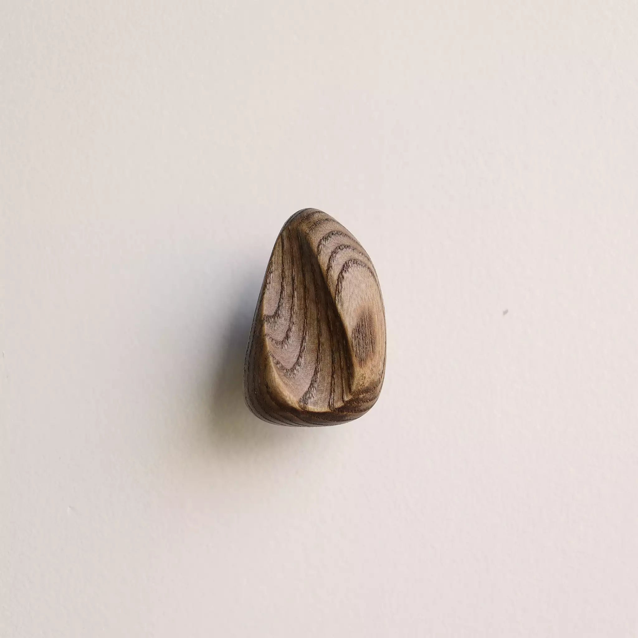 Leaf hook in the walnut finish, seen straight on