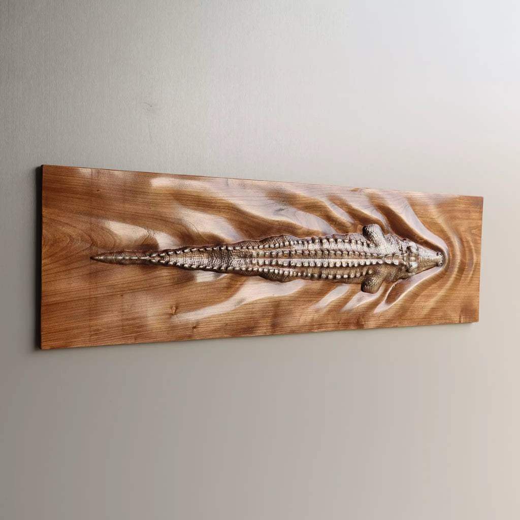 The horizontal panel from one side, the wake ridges catching the light
