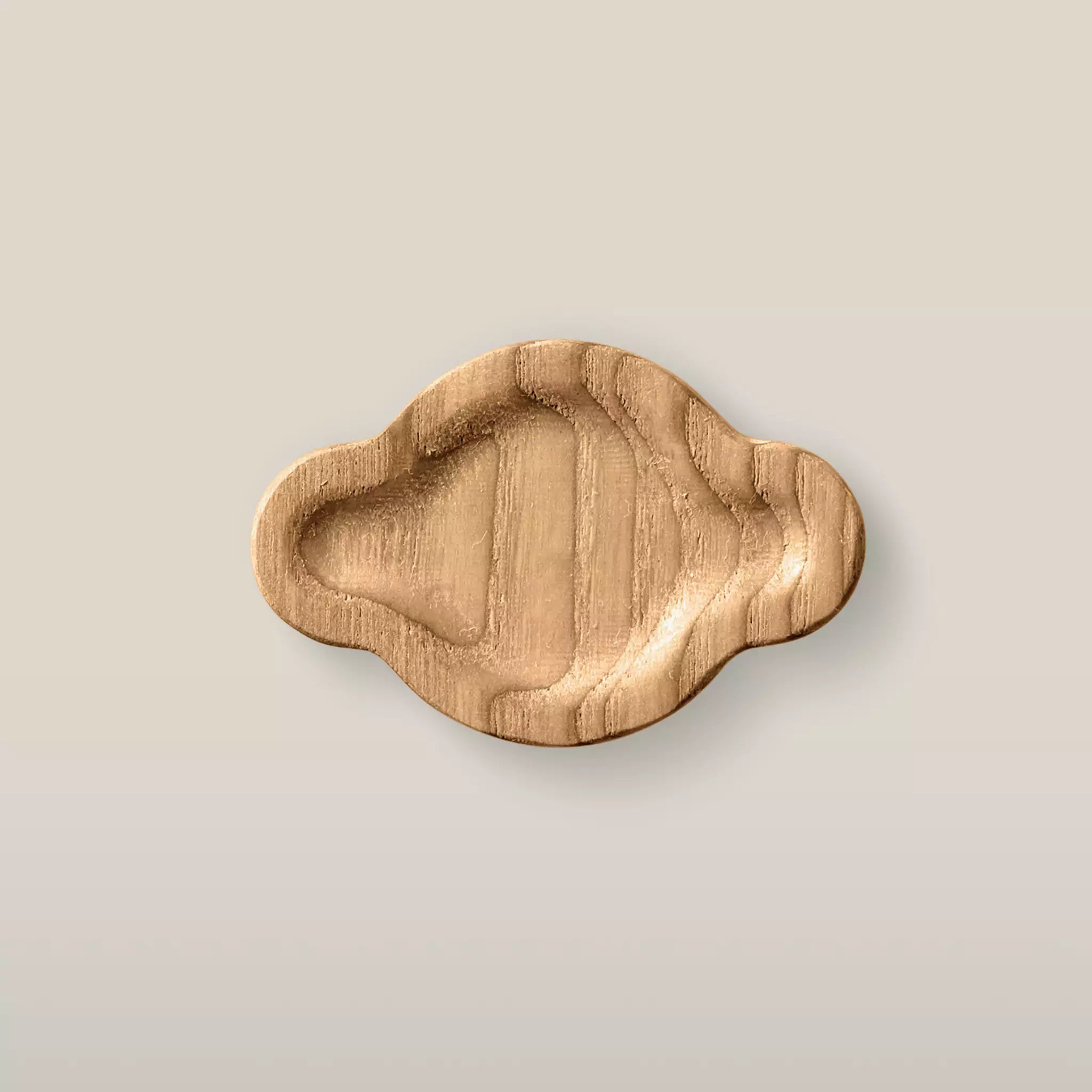 Solid ash sculpted cloud cabinet knob in the Caffe Latte finish, front view