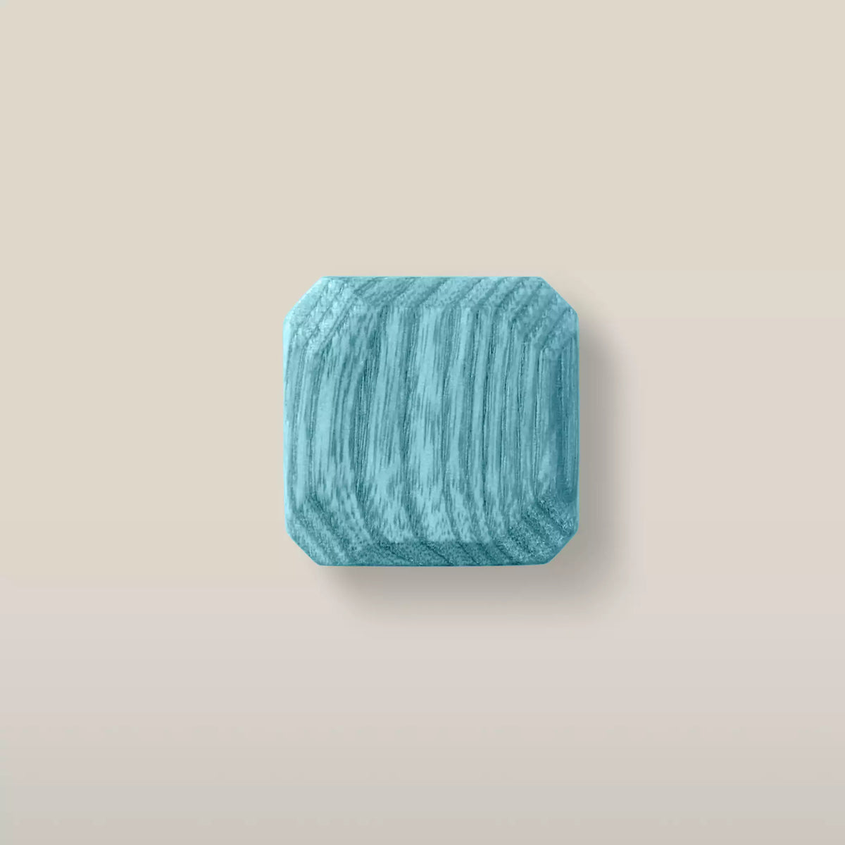 Octagonal ash cabinet knob in Blue, a soft teal