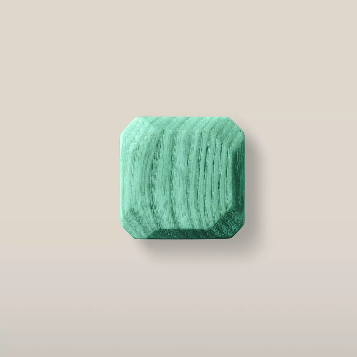 Octagonal ash cabinet knob in Green, a pale mint