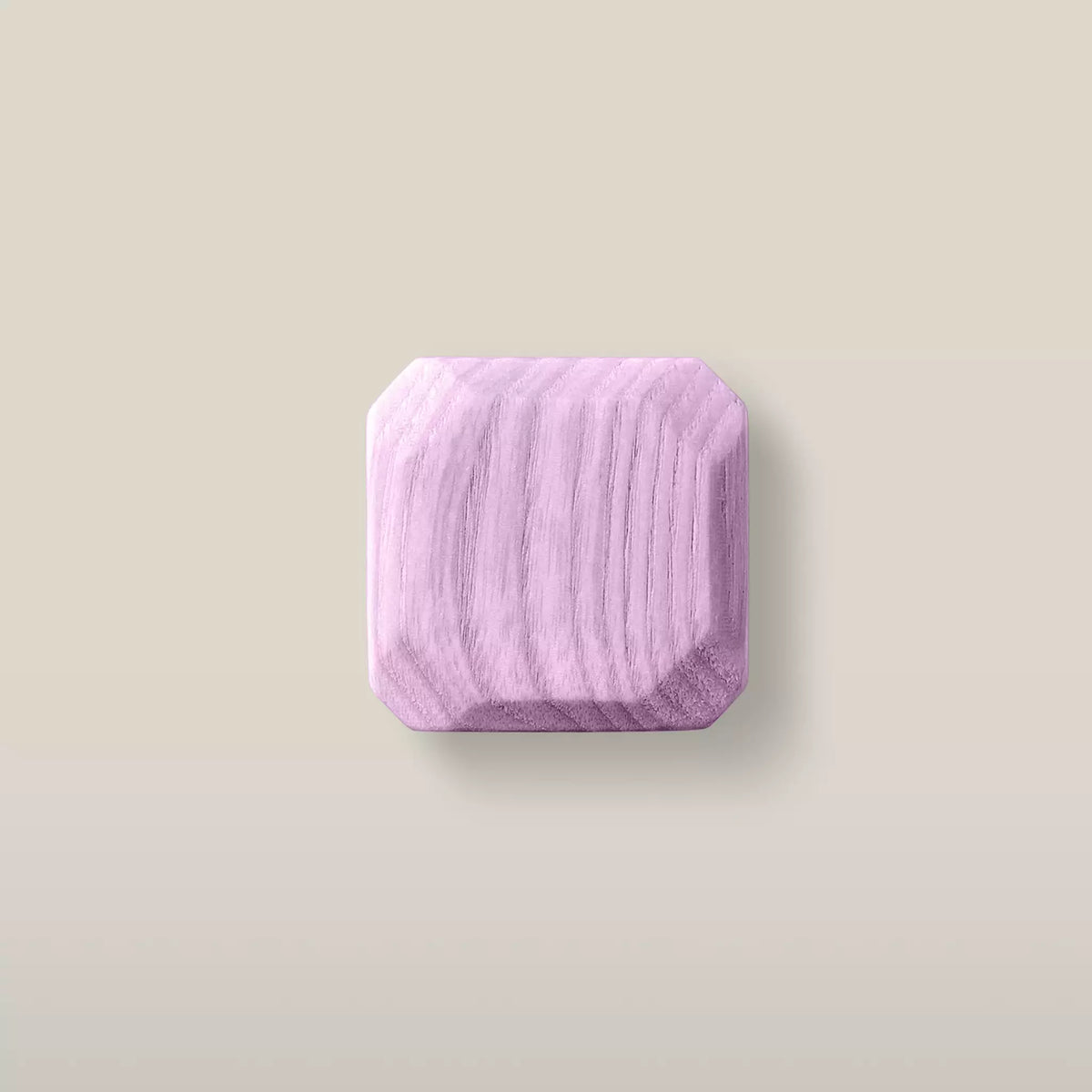 Octagonal ash cabinet knob in Purple, a light lilac