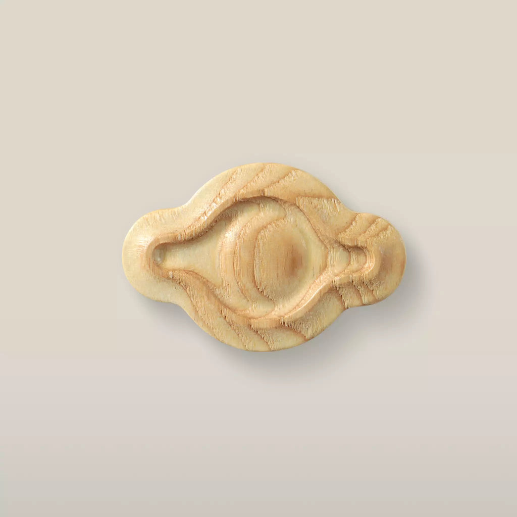 Solid ash petal cabinet knob in the Unfinished finish, front view