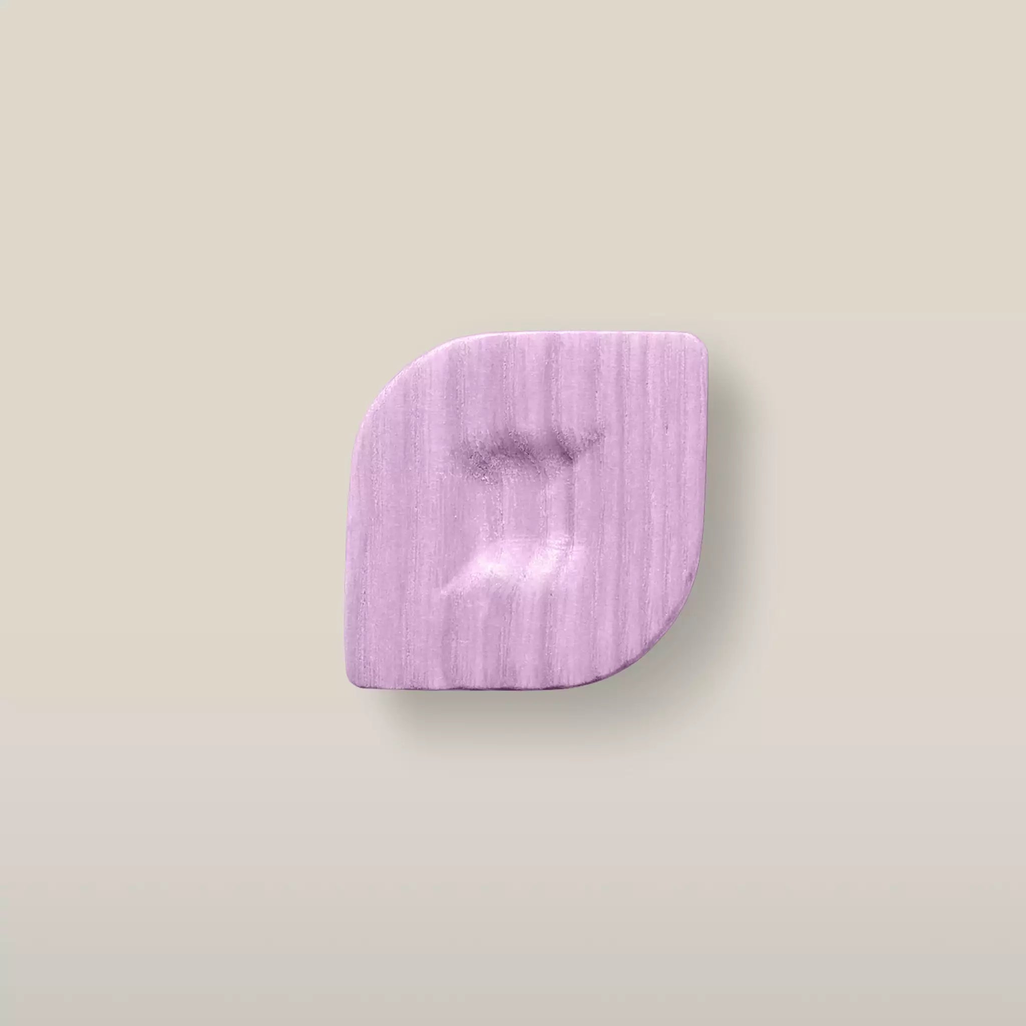 Solid ash twist cabinet knob in the Purple finish, front view