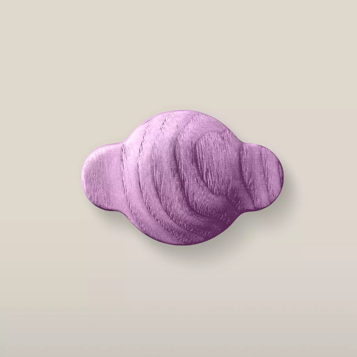 Solid ash wave cabinet knob in the Purple finish, front view