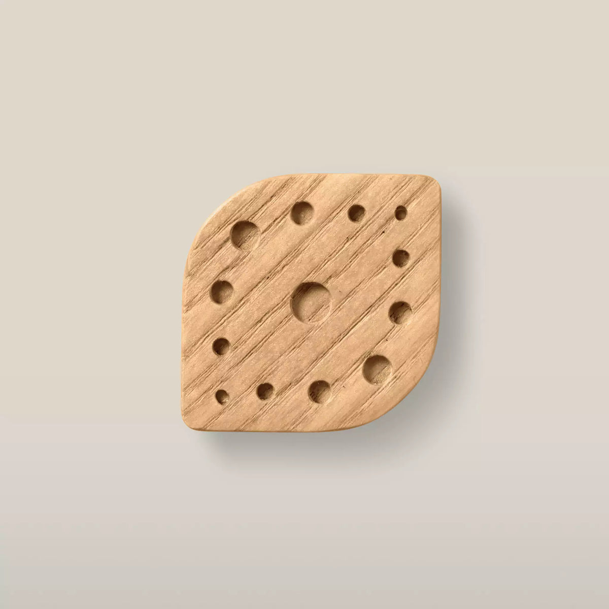 Solid ash constellation cabinet knob in the Caffe Latte finish, front view