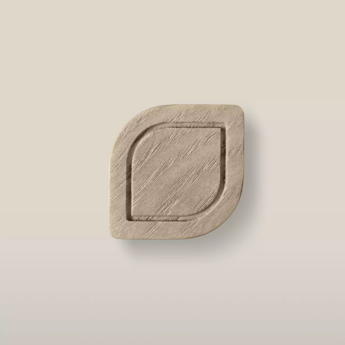 Solid ash framed leaf cabinet knob in the Cappuccino finish, front view