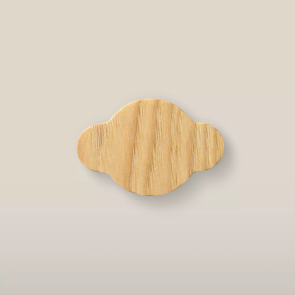 Cloud-shaped ash cabinet knob, unfinished — bare sanded wood, palest of the range