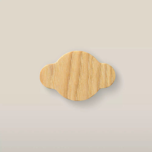 Cloud-shaped ash cabinet knob, unfinished — bare sanded wood, palest of the range