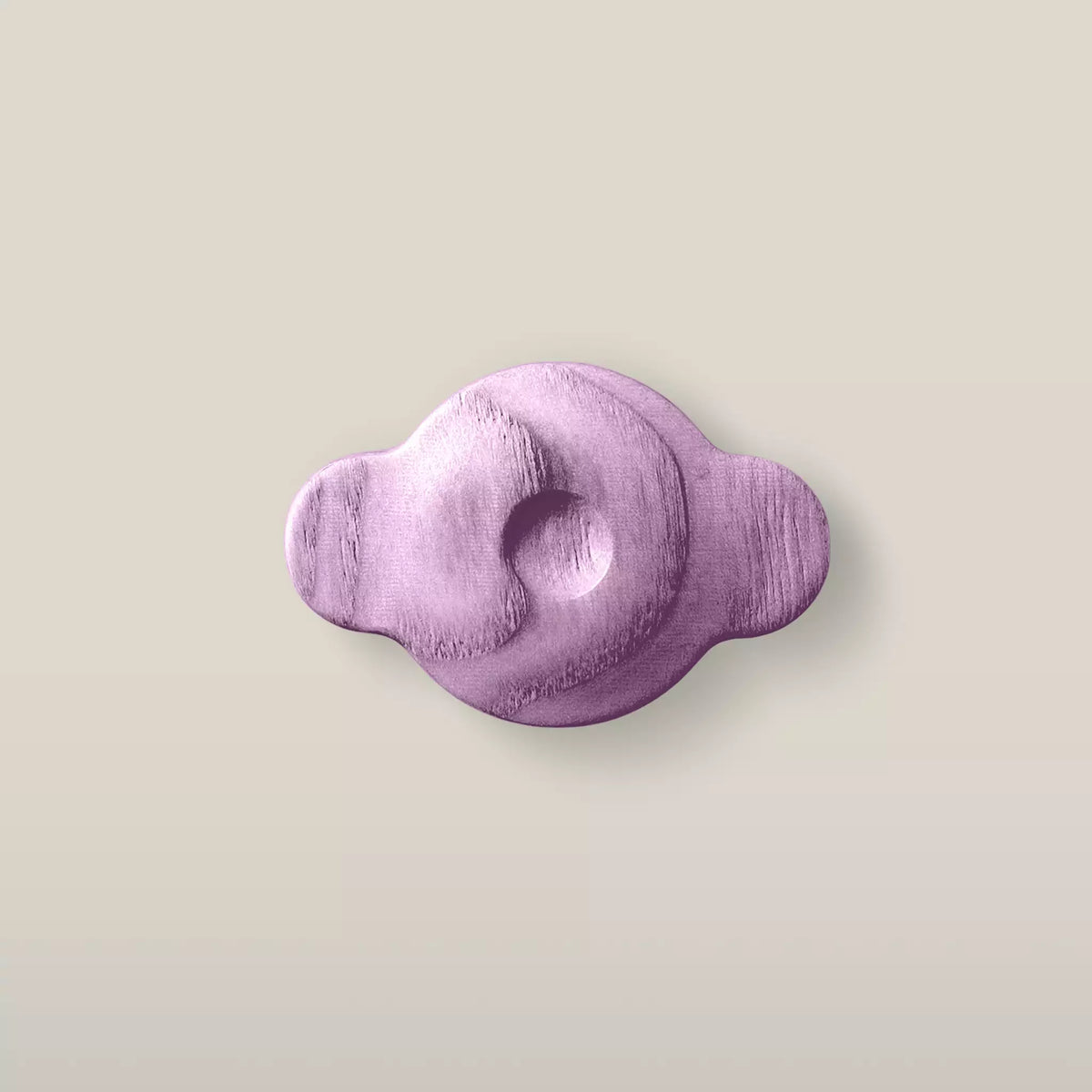 Solid ash swirl cabinet knob in the Purple finish, front view