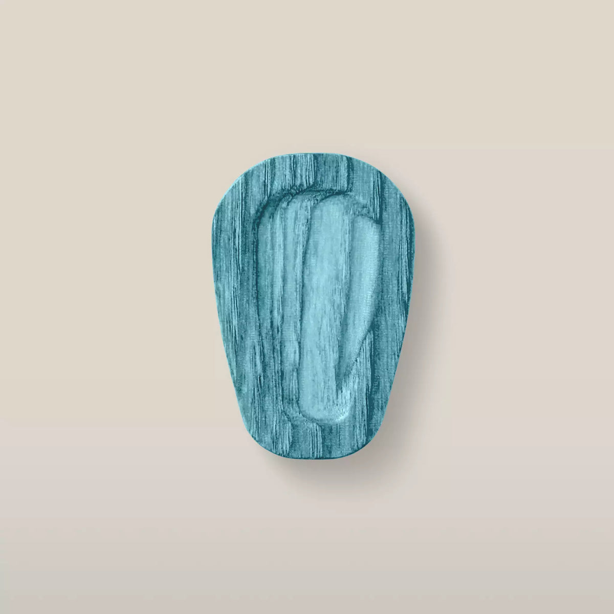 Solid ash teardrop cabinet knob in the Blue finish, front view