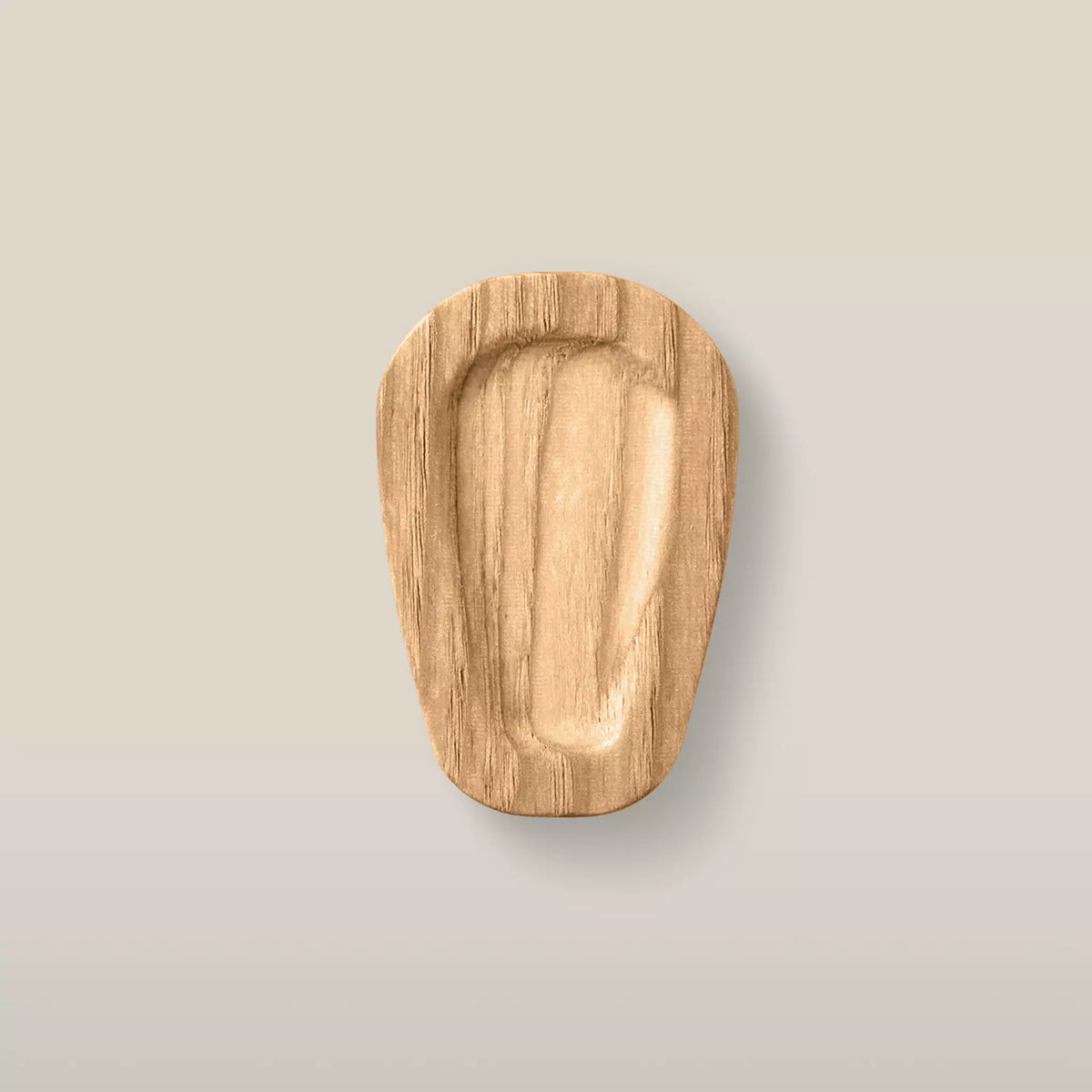 Solid ash teardrop cabinet knob in the Caffe Latte finish, front view