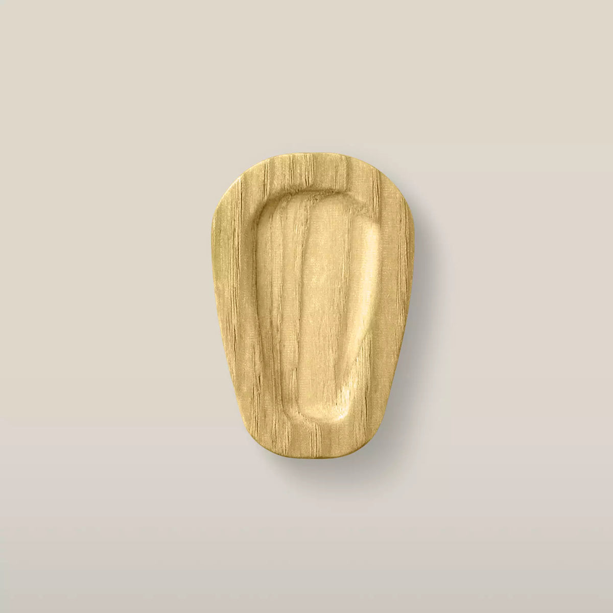Solid ash teardrop cabinet knob in the Cream finish, front view