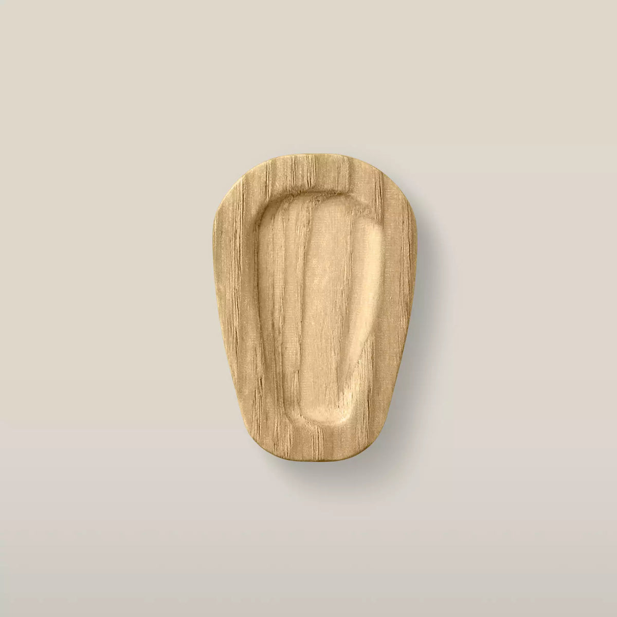 Solid ash teardrop cabinet knob in the Oiled finish, front view