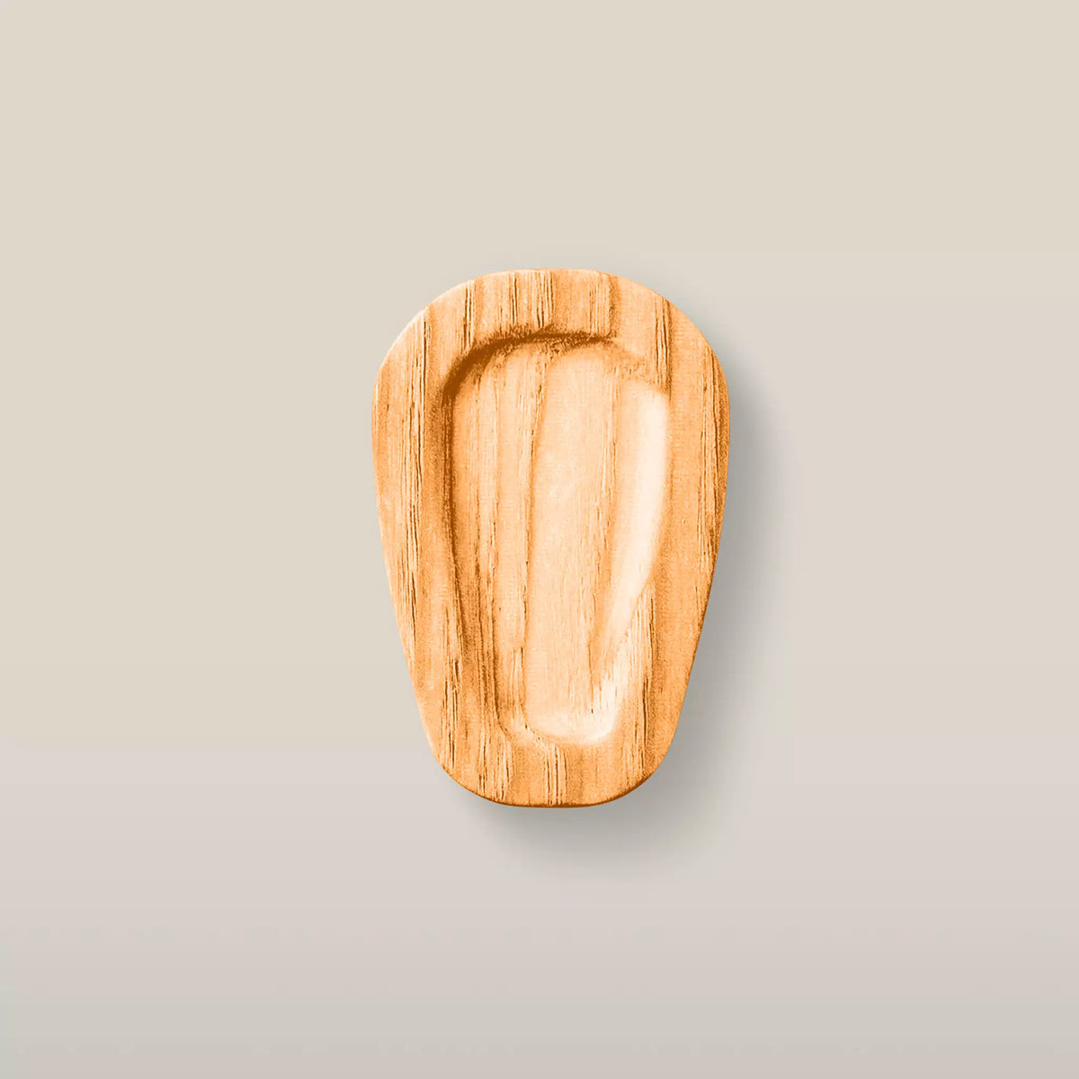 Solid ash teardrop cabinet knob in the Orange finish, front view