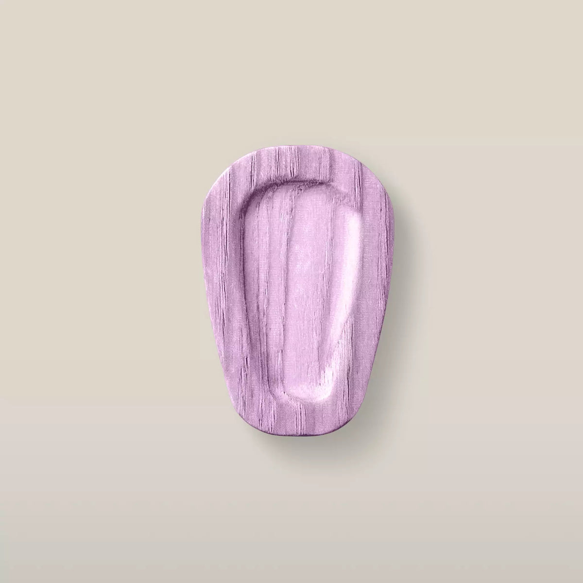 Solid ash teardrop cabinet knob in the Purple finish, front view