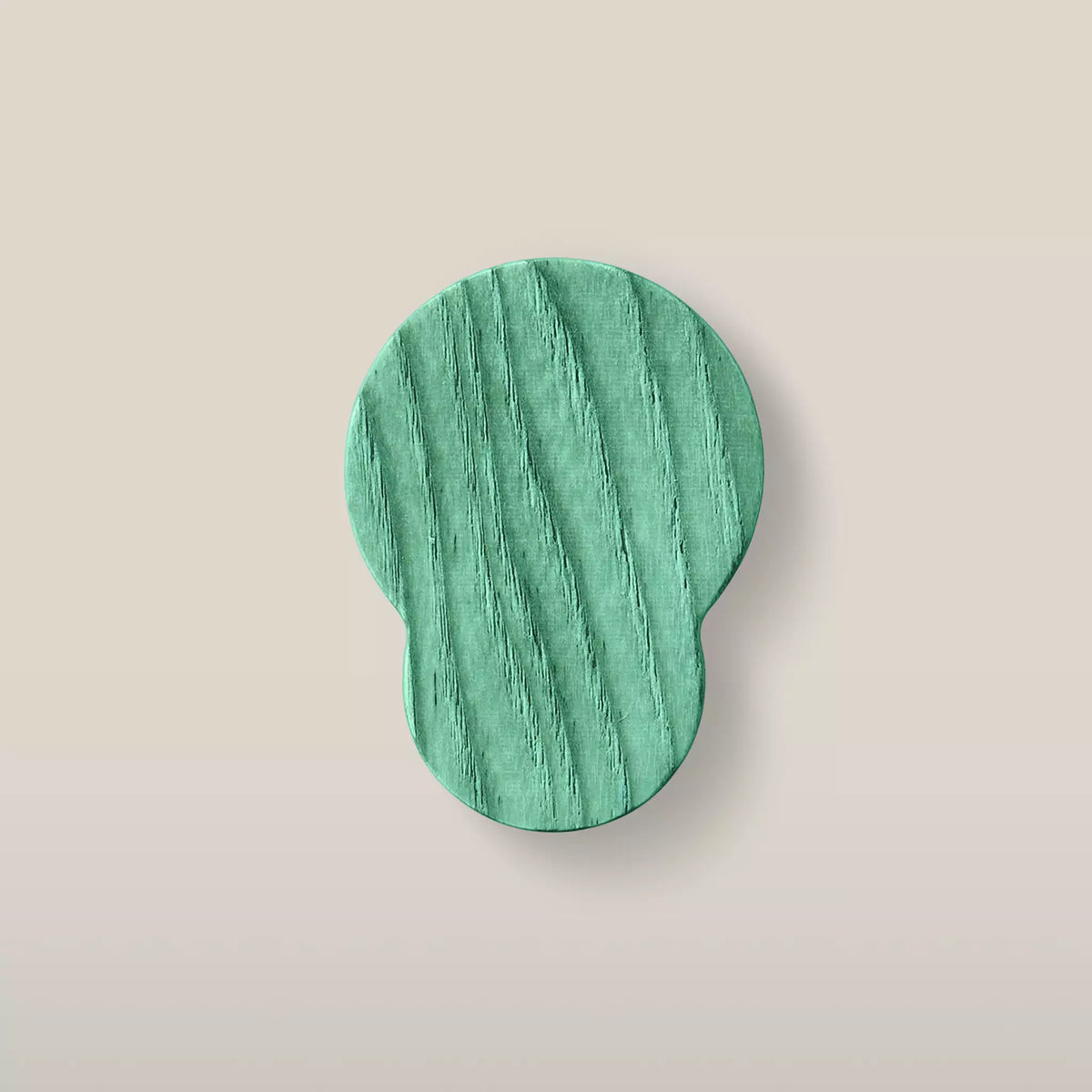Solid ash double circle cabinet knob in the Green finish, front view