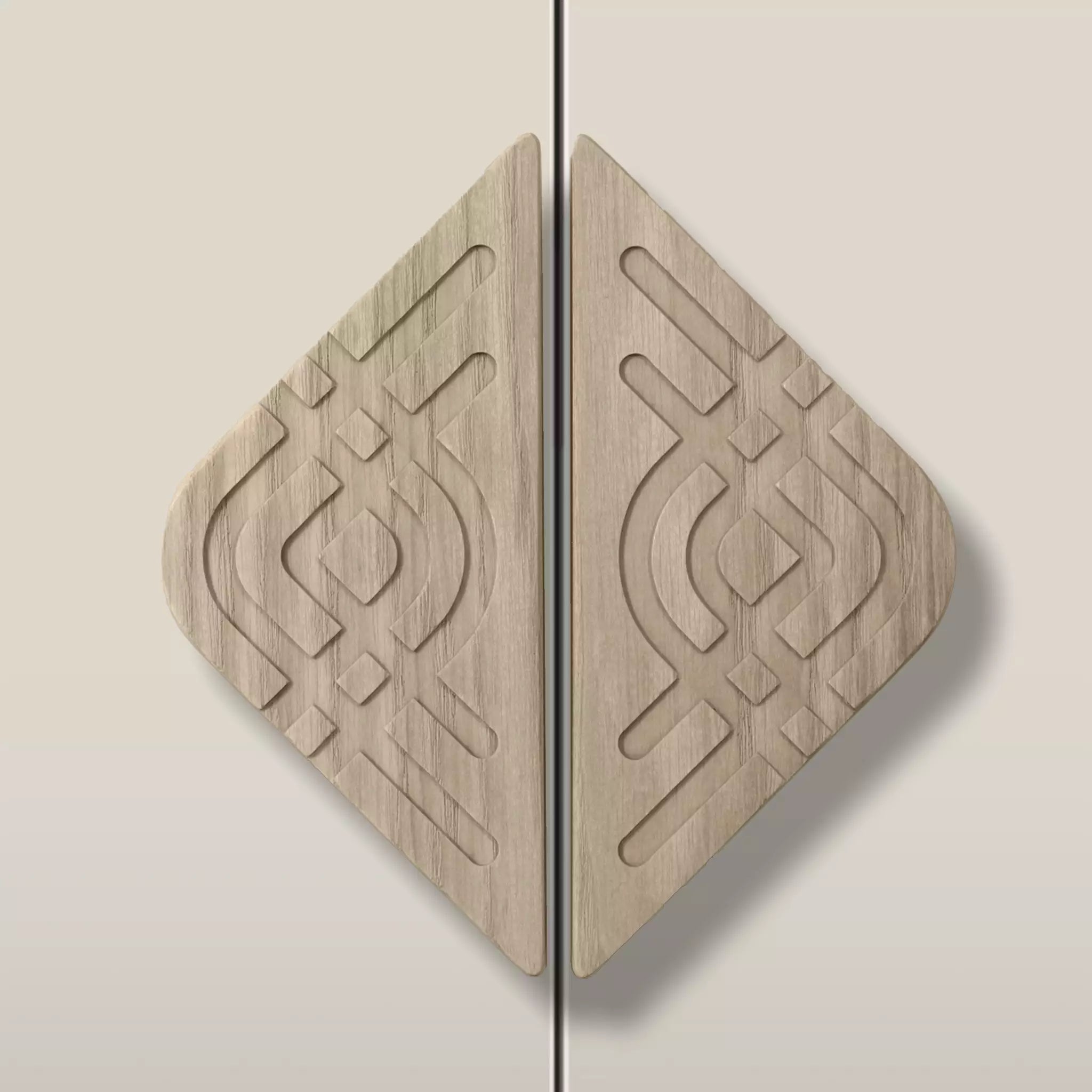 Woven Diamond Cabinet Pull, Solid Ash — Set of 2