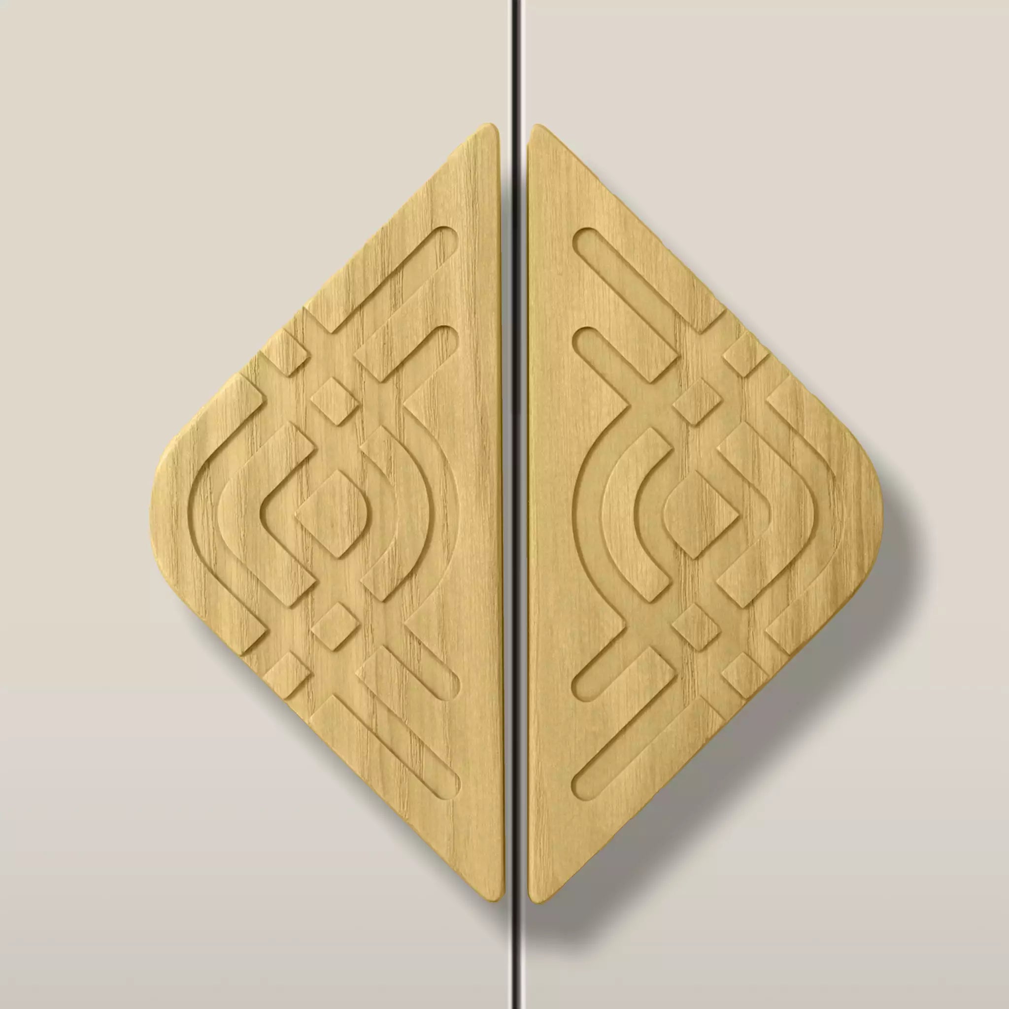 Woven Diamond Cabinet Pull, Solid Ash — Set of 2