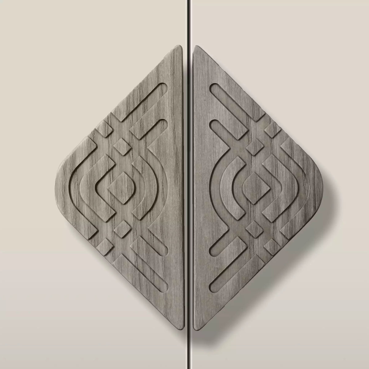 Woven Diamond Cabinet Pull, Solid Ash — Set of 2