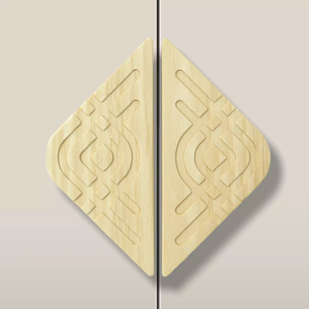 Woven Diamond Cabinet Pull, Solid Ash — Set of 2