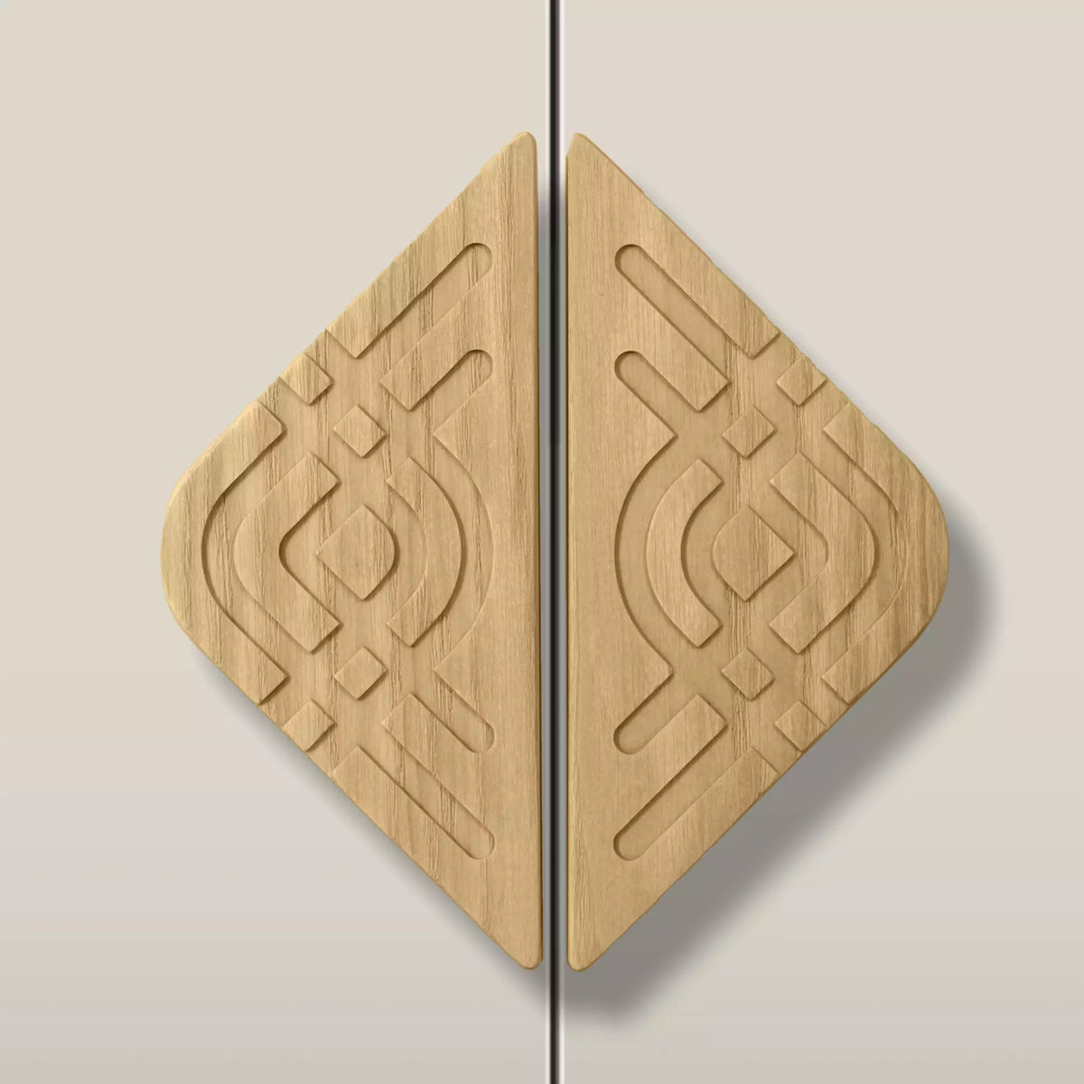 Woven Diamond Cabinet Pull, Solid Ash — Set of 2