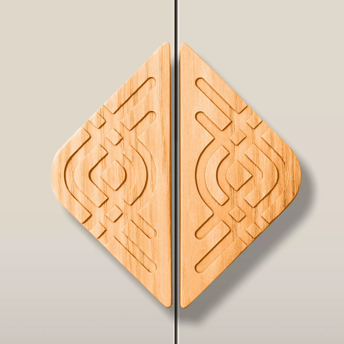 Woven Diamond Cabinet Pull, Solid Ash — Set of 2