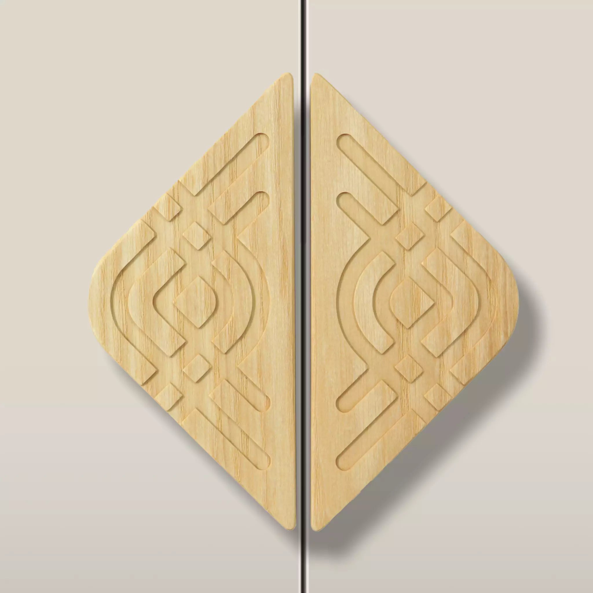 Woven Diamond Cabinet Pull, Solid Ash — Set of 2